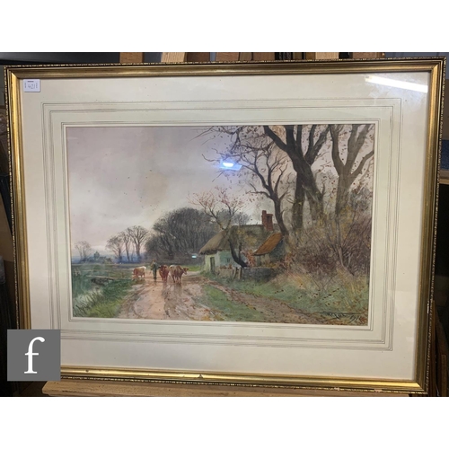 421 - HENRY CHARLES FOX, RBA (1855-1929) - 'A Sussex Farm', gouache and wash, signed and dated 1917, frame... 