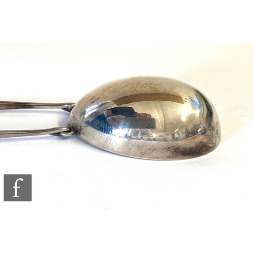 97 - A Danish silver pendant and chain, the egg shaped pendant suspended from a ten bar chain, length 64c... 