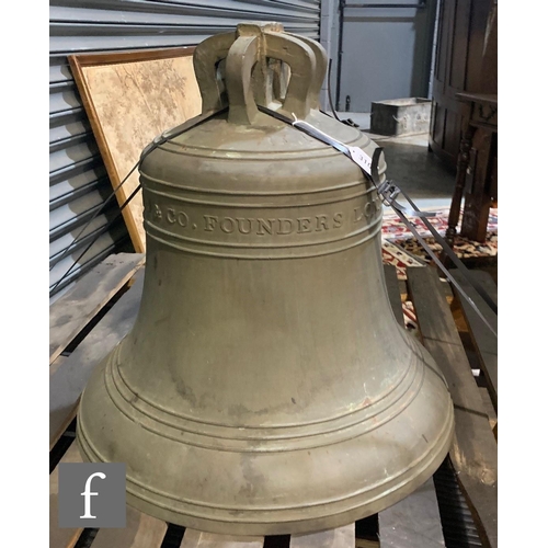 310 - A 19th Century bronze White Chapel bell, stamped G Mears Foundry 1861, replaced clapper, weight 150k... 