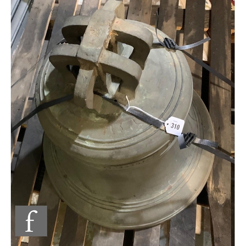 310 - A 19th Century bronze White Chapel bell, stamped G Mears Foundry 1861, replaced clapper, weight 150k... 