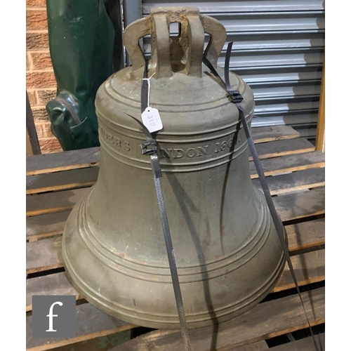 310 - A 19th Century bronze White Chapel bell, stamped G Mears Foundry 1861, replaced clapper, weight 150k... 