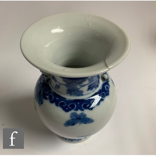 884 - A collection of 18th Century Chinese porcelain items, to include a blue and white baluster vase, a b... 