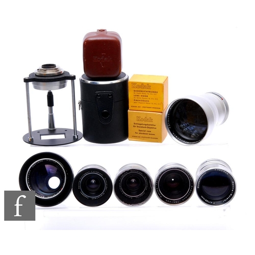 127 - A collection of Kodak lens and accessories, to include a Retina Curtagon f4 28mm, serial No. 7088729... 
