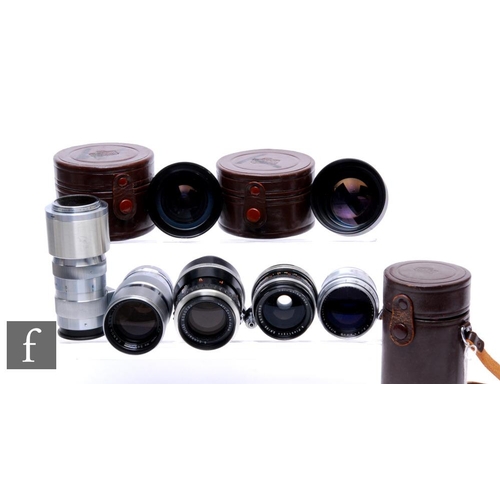 131 - A collection of various lenses, to include Carl Zeiss Sonnar f4 135mm, serial No. 6590732, Flektogon... 