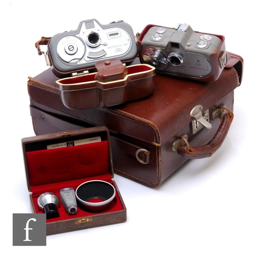 143 - A Zeiss Ikon Movinette camera outfit, to include 8 and 8B, together with additional cased lens, hood... 