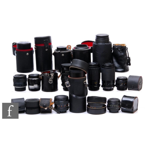 151 - A large quantity of various lenses, including Miranda, Pentacon, Minolta, Soligor, Cosina, Tamron an... 