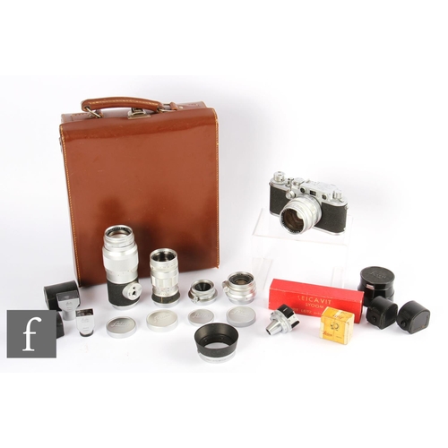 85 - A Leica IIIf camera outfit, camera serial number 661171, with Leitz Summilux f1.4 50mm lens serial n... 