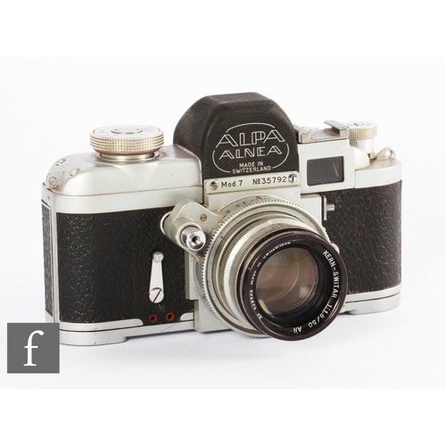 157 - A 1950s Alpa Alnea model 7, 35mm rangefinder camera, serial No. 35792, with Kern-Switar f.1.8 50mm l... 