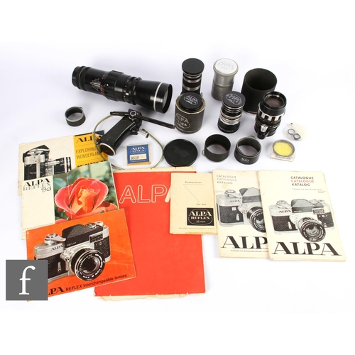 159 - A collection of Alpa camera lenses, to include Alpa Alnea Old Delft Algular 135mm f/3.2 lens, serial... 