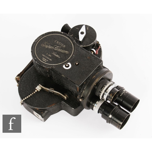 175 - An Ensign Super Kinecam Sixteen film camera, serial number Z.1366, with three J. H. Dallmeyer lenses... 