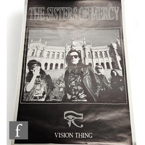 367 - Two Sisters of Mercy tour/music posters, album poster Vision Thing, 140cm x 100cm and a 1993 Overbom... 