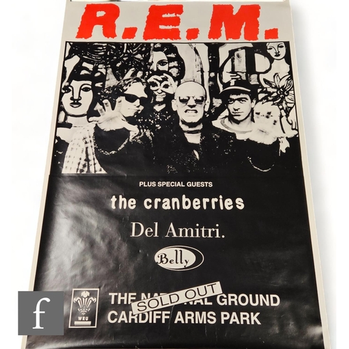 376 - A collection of 1990s music and concert posters, to include R.E.M. 1995, 155cm x 100cm, U2 Wembley 1... 