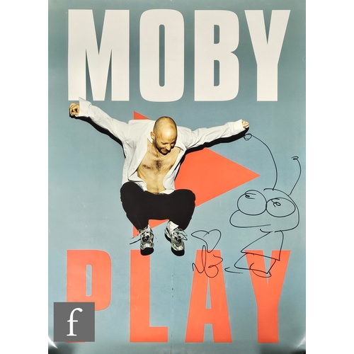 377 - A 1999 signed Moby poster, signed lower right with small drawing, 70cm x 50cm.*A Tour Manager's Priv... 