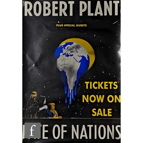 385 - A collection of three Robert Plant concert and music posters, two 1990 concert posters, 100cm x 74cm... 