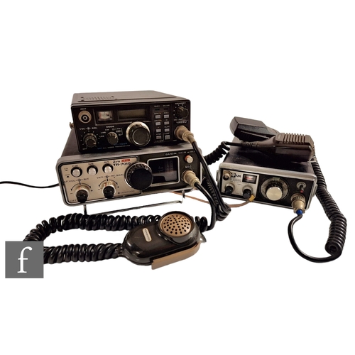 545 - A Yaesu FT-790R UHF all mode transceiver with microphone, also two vintage TRIO transceivers, a FM T... 