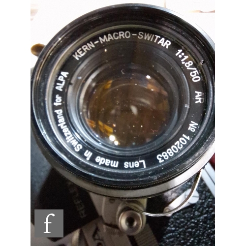 158 - A 1960s Pignons Alpa Reflex 9d SLR 35mm camera, to include camera body serial No.49240, chrome body,... 