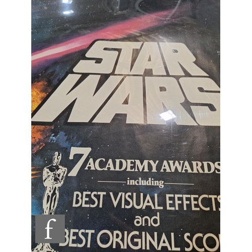 406 - A Star Wars (1977) British Quad film poster, Academy Awards version, artwork by Tom Chantrell, rolle... 