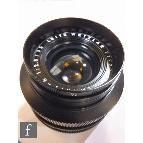 138 - A collection of Leica camera lenses to include Leica f4.8 280mm Teylt telephoto lens, serial number ... 