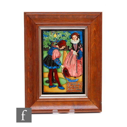 100 - Margaret Pilkington - An early 20th Century ceramic tile panel circa 1900, finely tubelined with a n... 