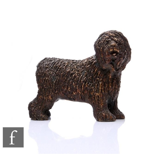 1115 - Basil Matthews - A later 20th Century cast bronze sculpture of an Old English sheep dog, signature t... 