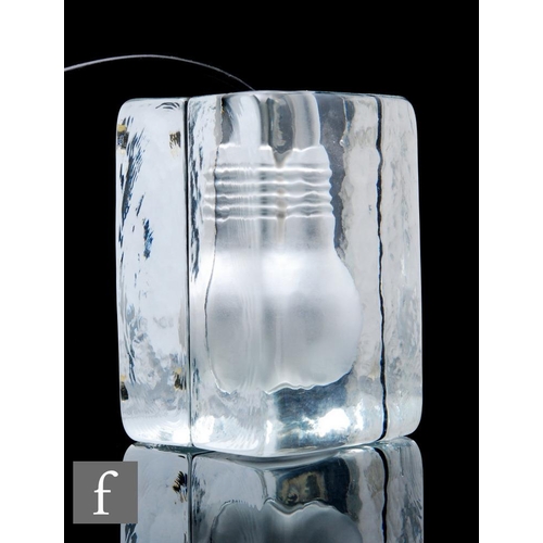 1116 - Harri Koskinen - Design House, Sweden - A 'Block' lamp, glass ice block with internal light bulb, 8c... 