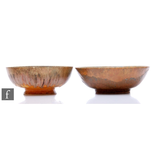 137 - Ruskin Pottery - A large 1920s egg shell bowl of footed circular form, decorated with an early cryst... 