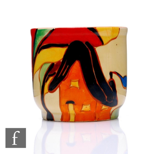 195 - Clarice Cliff - Orange House - A Heath shape Fern pot circa 1931, hand painted with a stylised cotta... 