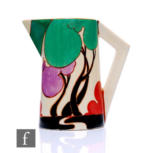 197 - Clarice Cliff - Green Autumn - A Conical shaped jug circa 1930, hand painted with a stylised tree an... 