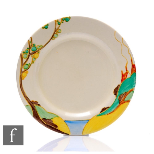 204 - Clarice Cliff - Secrets - A circular side plate circa 1933, hand painted with a shoulder variant of ... 