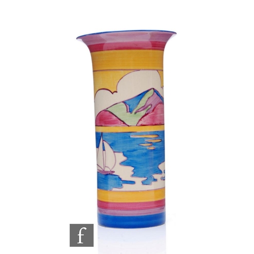 212 - Clarice Cliff - Gibraltar - A shape 195 vase circa 1932, hand painted with a stylised coastal landsc... 