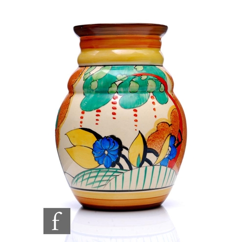 228 - Clarice Cliff - Cornwall - A shape 358 vase circa 1933, hand painted with a stylised tree and floral... 