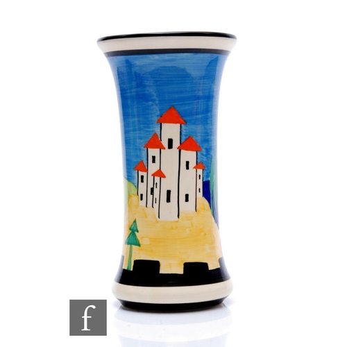 232 - Clarice Cliff - Applique Lucerne (Blue) - A shape 205 vase circa 1930, hand painted with a stylised ... 