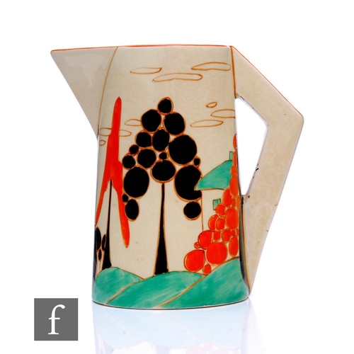 236 - Clarice Cliff - Orange Trees & House - A conical jug circa 1930, hand painted with a stylised tr... 