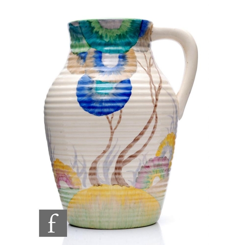 248 - Clarice Cliff - Viscaria - A single handled Lotus jug circa 1934, hand painted with a stylised tree ... 