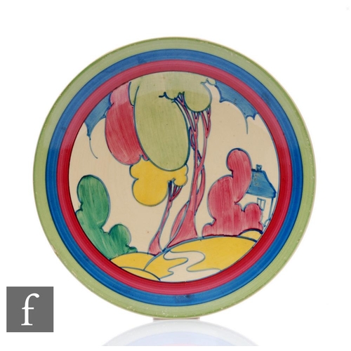 258 - Clarice Cliff - Pastel Autumn - A circular dish form plate circa 1931, hand painted with a stylised ... 