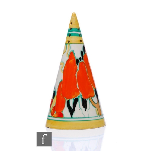 262 - Clarice Cliff - Solitude - A conical sugar sifter circa 1933, hand painted with a stylised tree and ... 