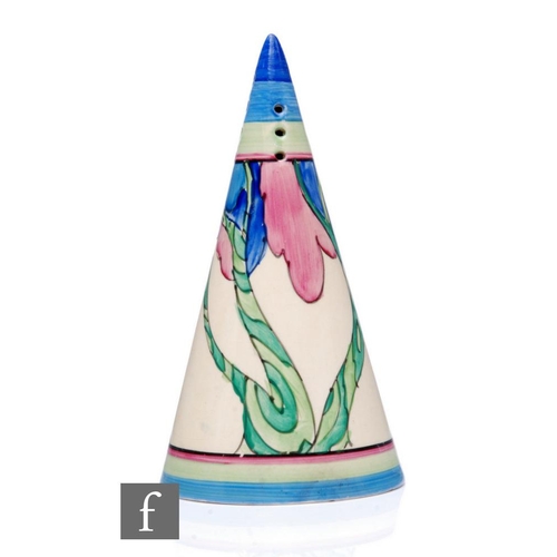 263 - Clarice Cliff - Rudyard - A Conical sugar sifter circa 1933, hand painted with a stylised tree in to... 