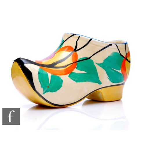 268 - Clarice Cliff - Circle Tree (RAF tree) - A large Sabot or Clog circa 1930, hand painted with a styli... 