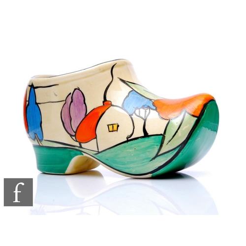 269 - Clarice Cliff - Poplar - A large Sabot or Clog circa 1932, hand painted with a stylised tree, flower... 