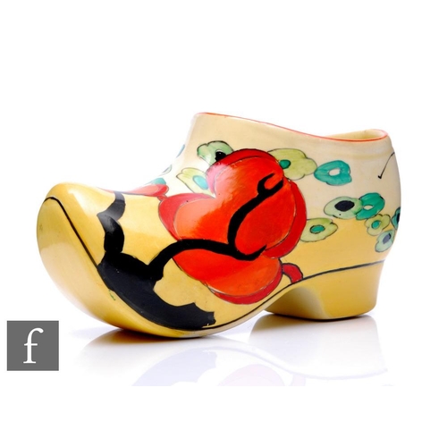 272 - Clarice Cliff - Orange Erin - A large Sabot or Clog circa 1932, hand painted with a stylised tree an... 