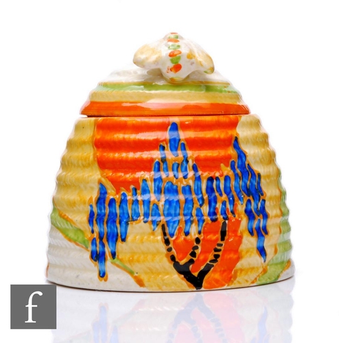 274 - Clarice Cliff - Windbells - A large beehive honey pot circa 1933, hand painted with a stylised tree ... 