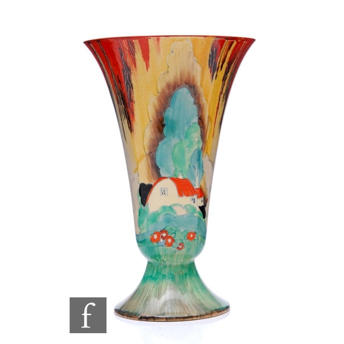 278 - Clarice Cliff - Forest Glen - A shape 702 vase circa 1935, hand painted with a stylised tree and cot... 