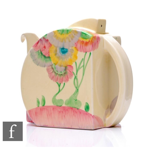 281 - Clarice Cliff - Pink Pearls - A large size Stamford teapot circa 1935, hand painted with a stylised ... 