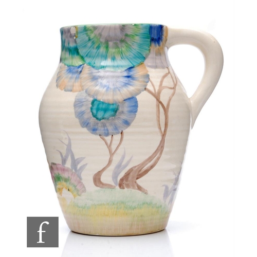 284 - Clarice Cliff - Viscaria - A small size single handled Lotus jug circa 1934, hand painted with a sty... 