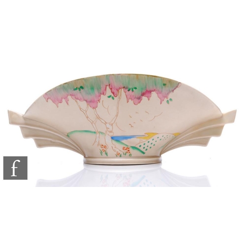 287 - Clarice Cliff - Pink Taormina - A shape 450 Daffodil bowl circa 1936, hand painted with a stylised c... 