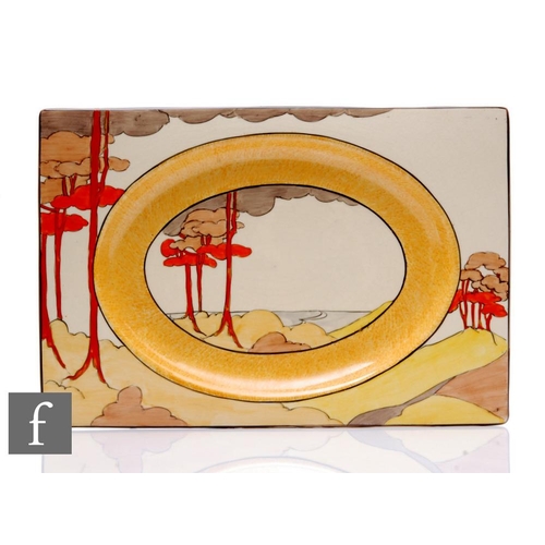 296 - Clarice Cliff - Coral Firs - A large Bizarritz meat plate circa 1933, fully hand painted to the cent... 