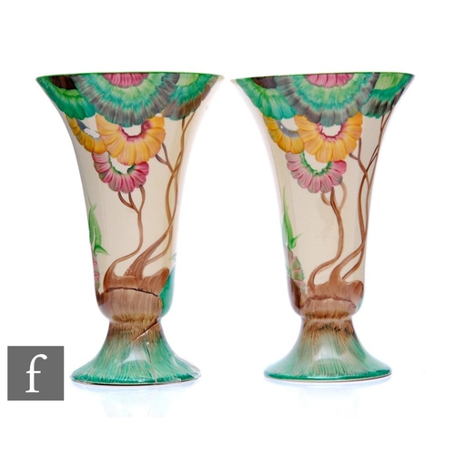 299 - Clarice Cliff - Aurea - A pair of shape 702 vases circa 1934, hand painted with a stylised tree desi... 