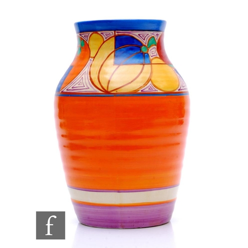 312 - Clarice Cliff - Melon - An Isis vase circa 1930, hand painted to the upper shoulder with a band of s... 