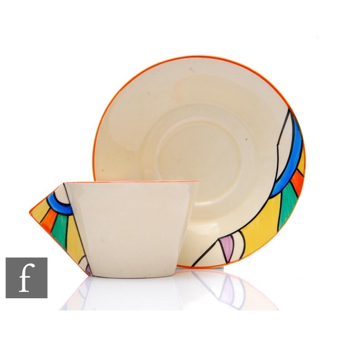 315 - Clarice Cliff - Bignou - A Conical shape tea cup and saucer circa 1932, hand painted with an abstrac... 