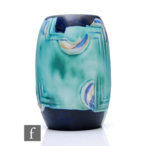 316 - Clarice Cliff - Inspiration - A Shorter & Sons shape vase circa 1930, of swollen barrel form wit... 